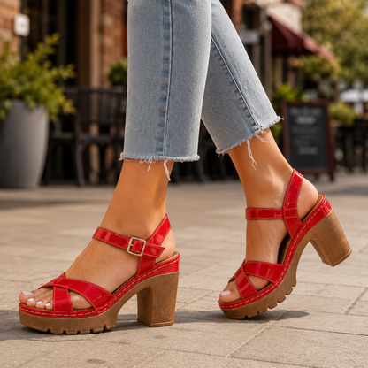 Loreta Leather Platform Heels