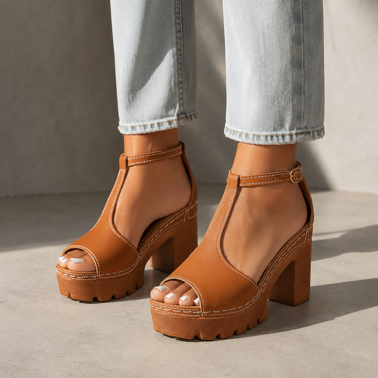 Alessa Leather Platform Heels