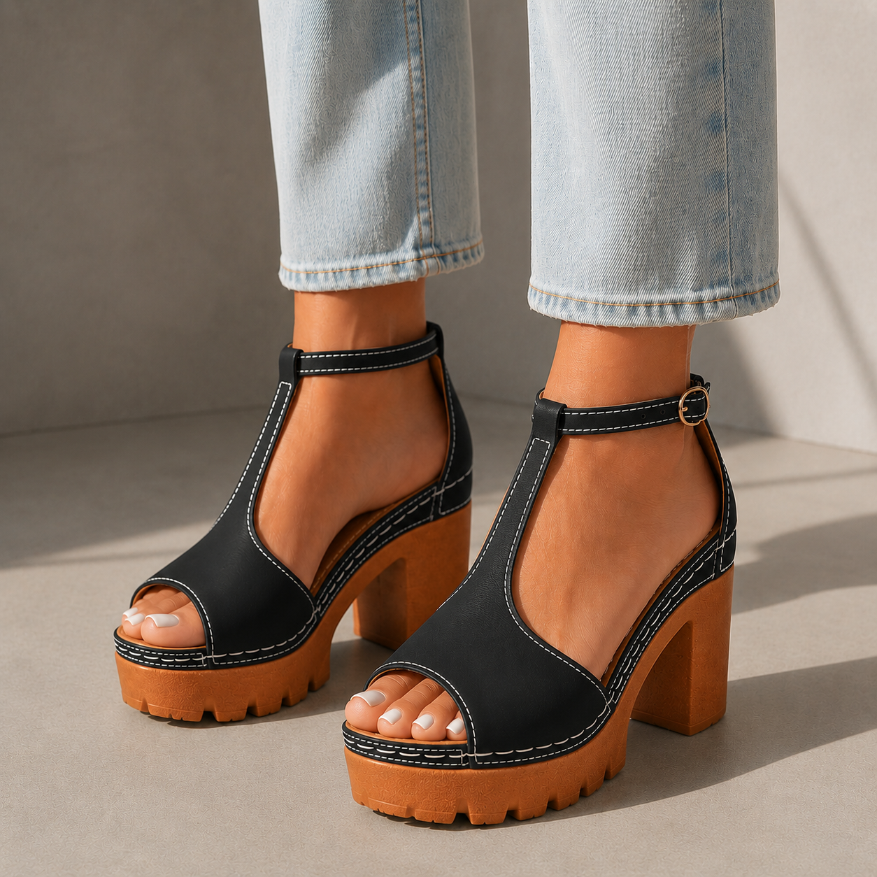 Alessa Leather Platform Heels