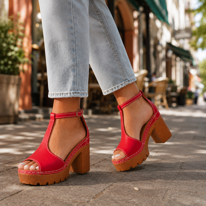 Alessa Leather Platform Heels
