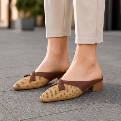 Aurelia Leather Perforated Mules