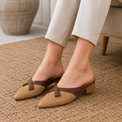 Aurelia Leather Perforated Mules
