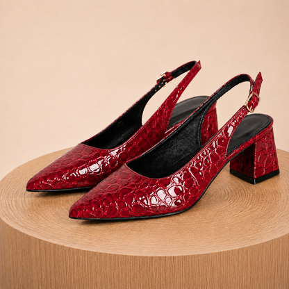 Rosalie Leather Croc Heels