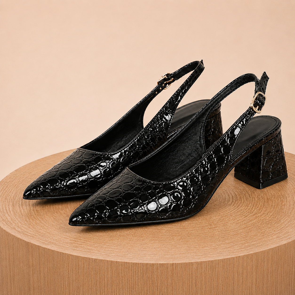 Rosalie Leather Croc Heels