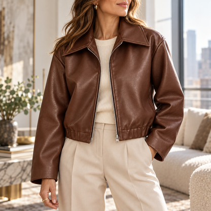 Noelle Leather Cropped Jacket