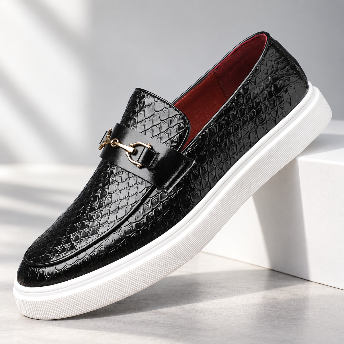 Hayes Leather Embossed Loafers