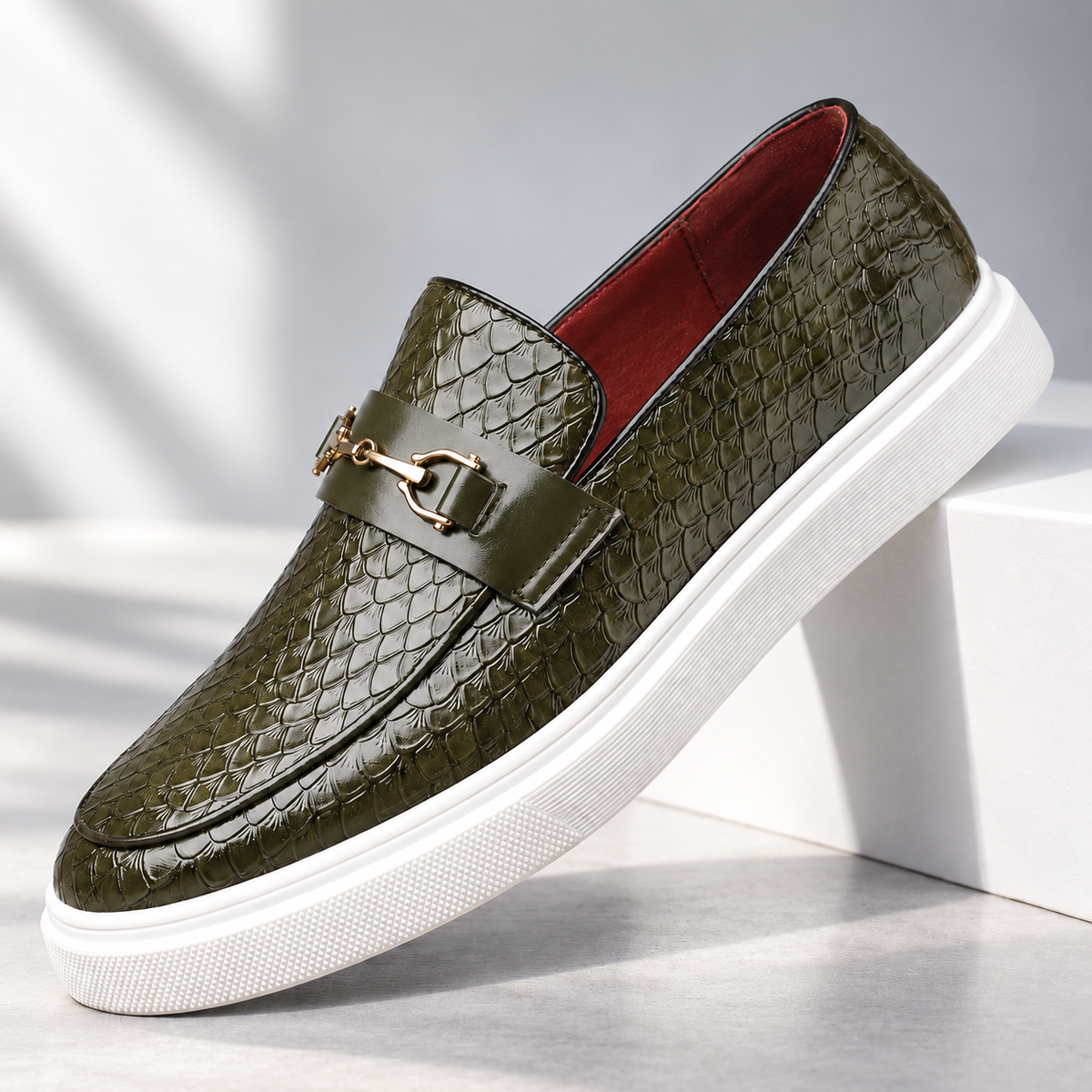 Hayes Leather Embossed Loafers