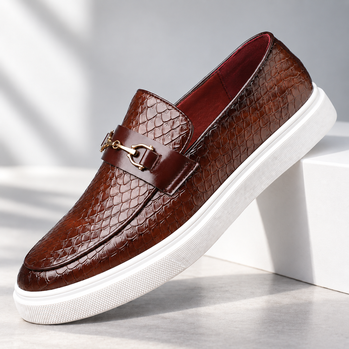 Hayes Leather Embossed Loafers