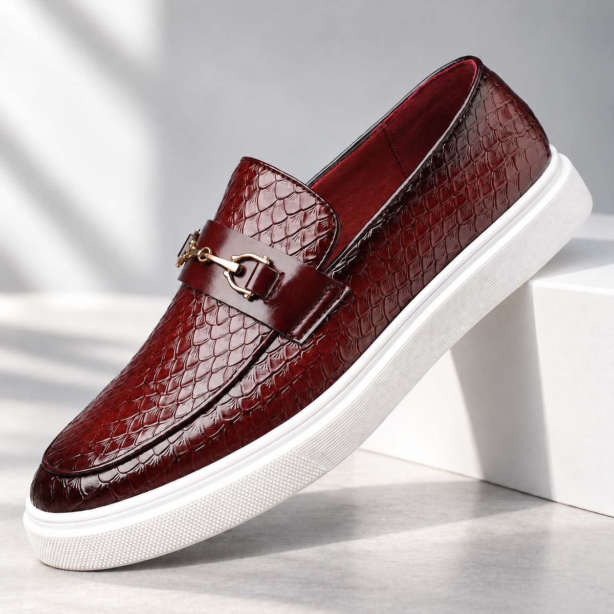 Hayes Leather Embossed Loafers