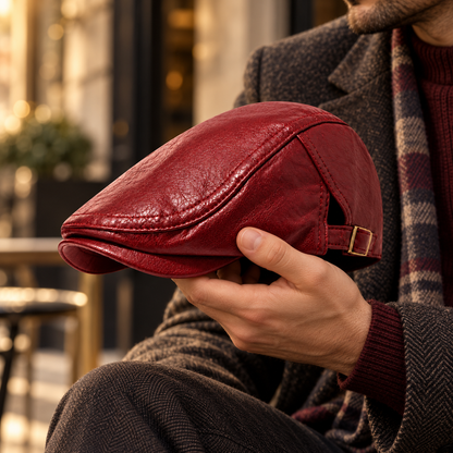 Hayes Leather Flat Cap