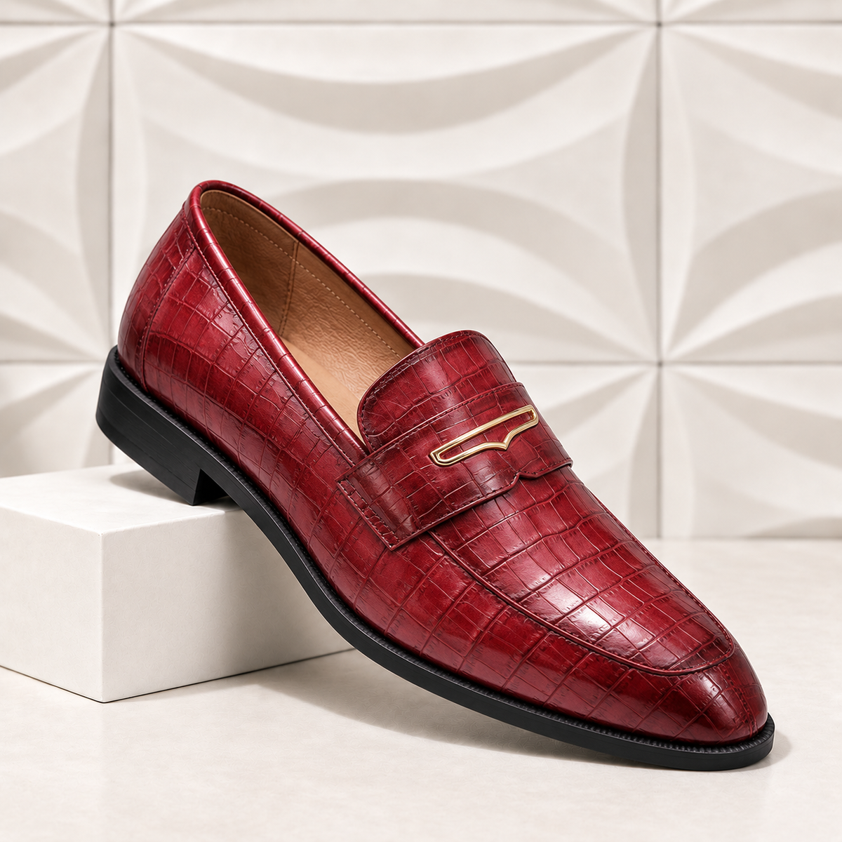 Alton Leather Croc Loafers