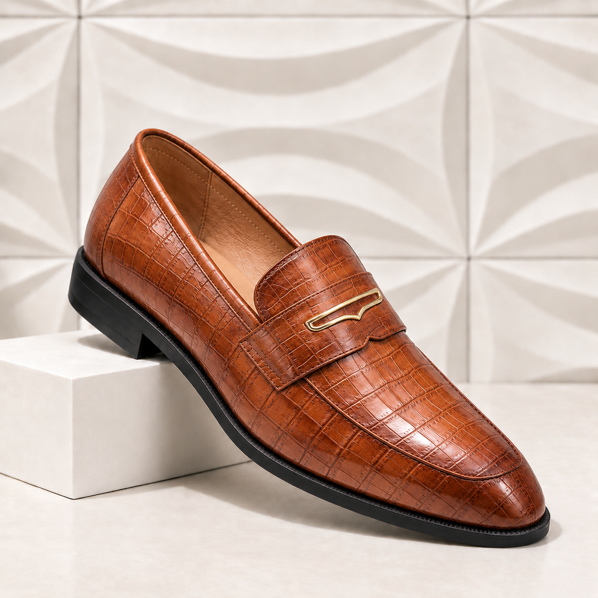 Alton Leather Croc Loafers