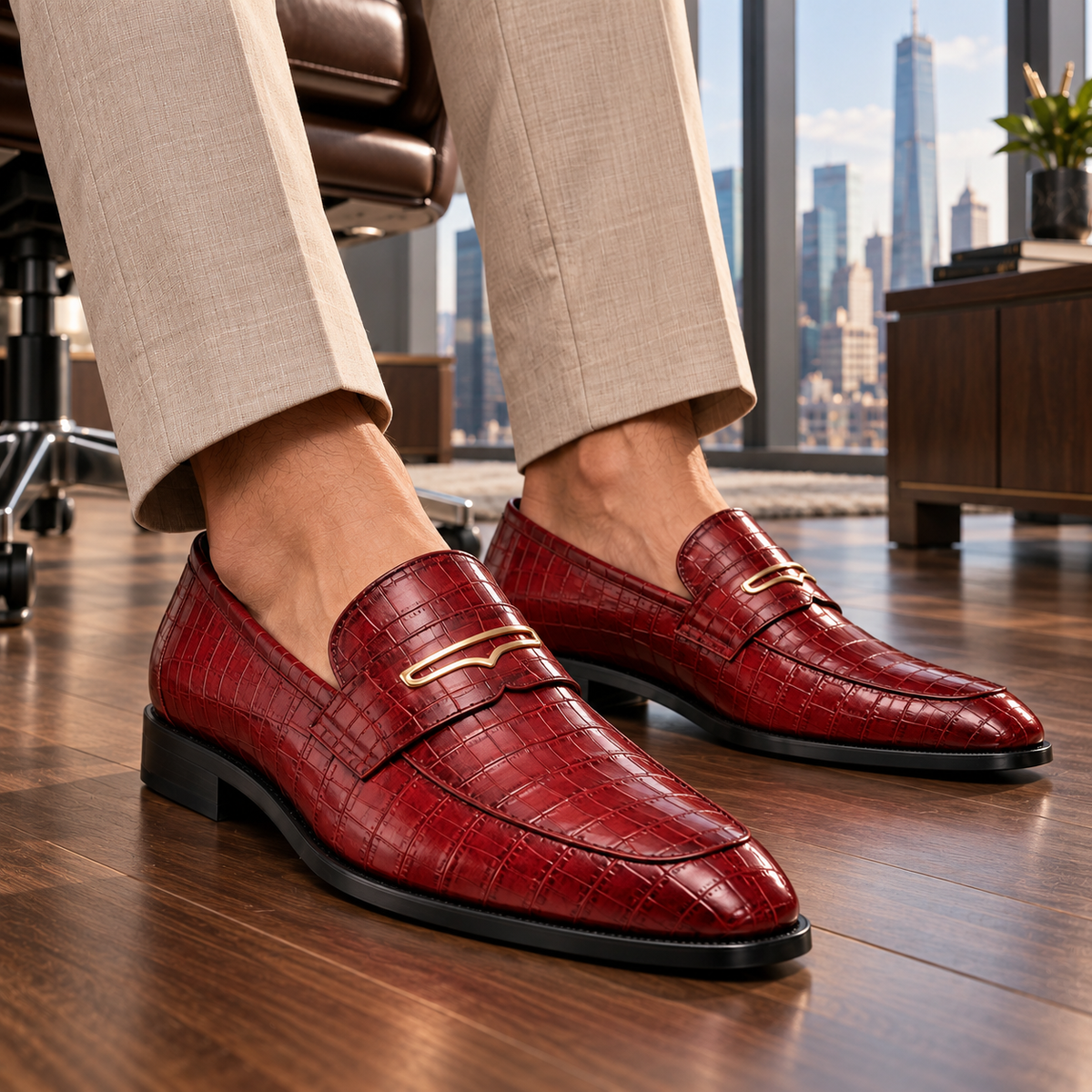 Alton Leather Croc Loafers