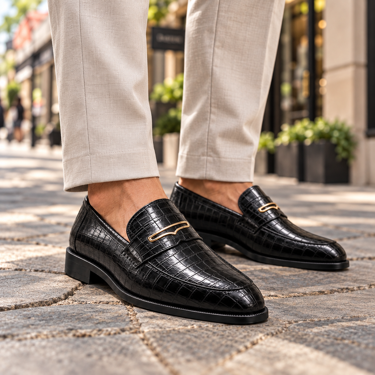 Alton Leather Croc Loafers