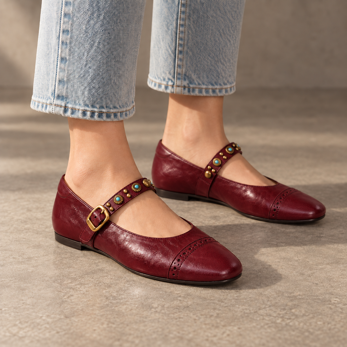 Serena Genuine Leather Flats