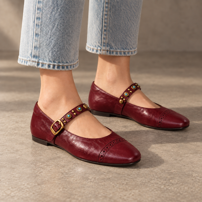 Serena Genuine Leather Flats