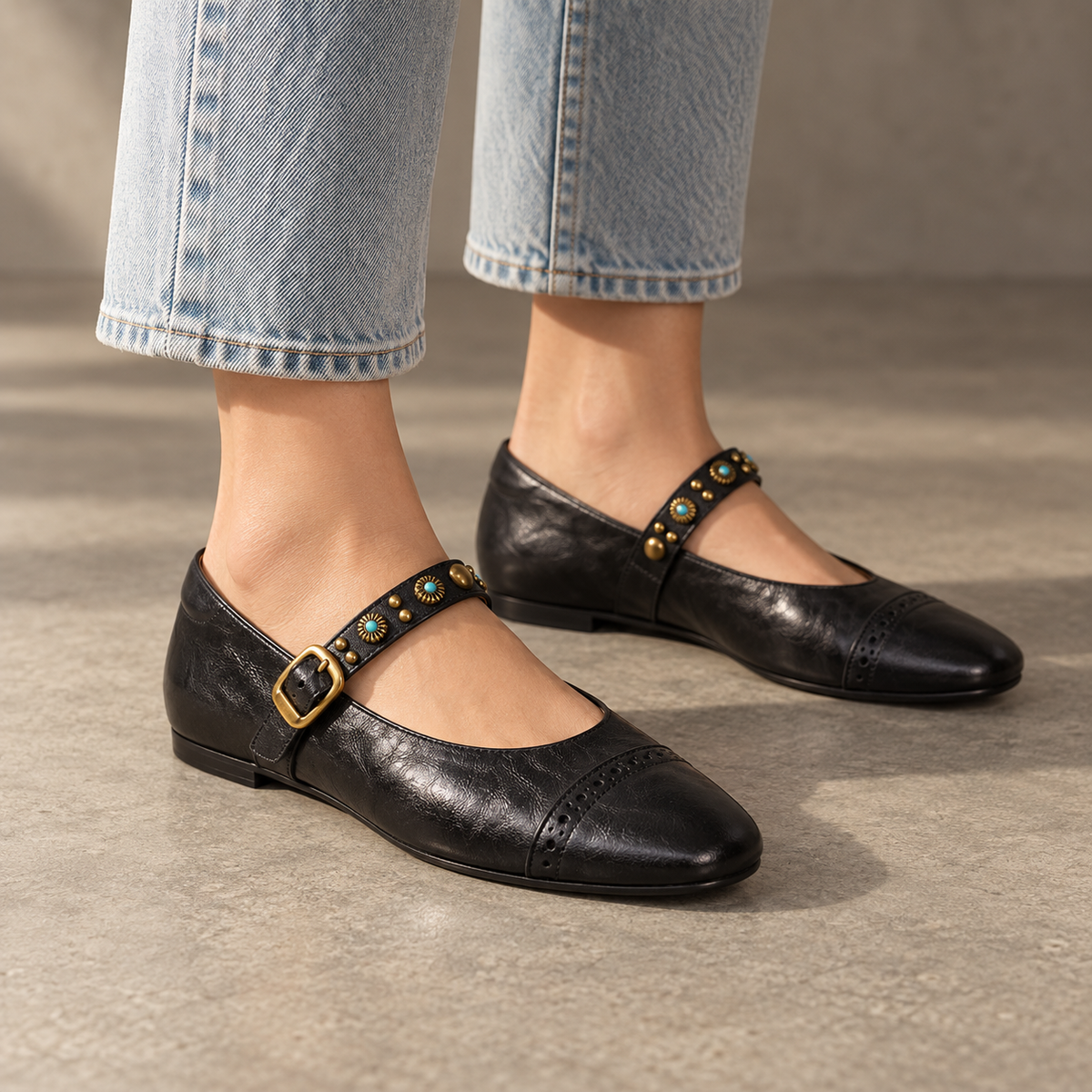 Serena Genuine Leather Flats