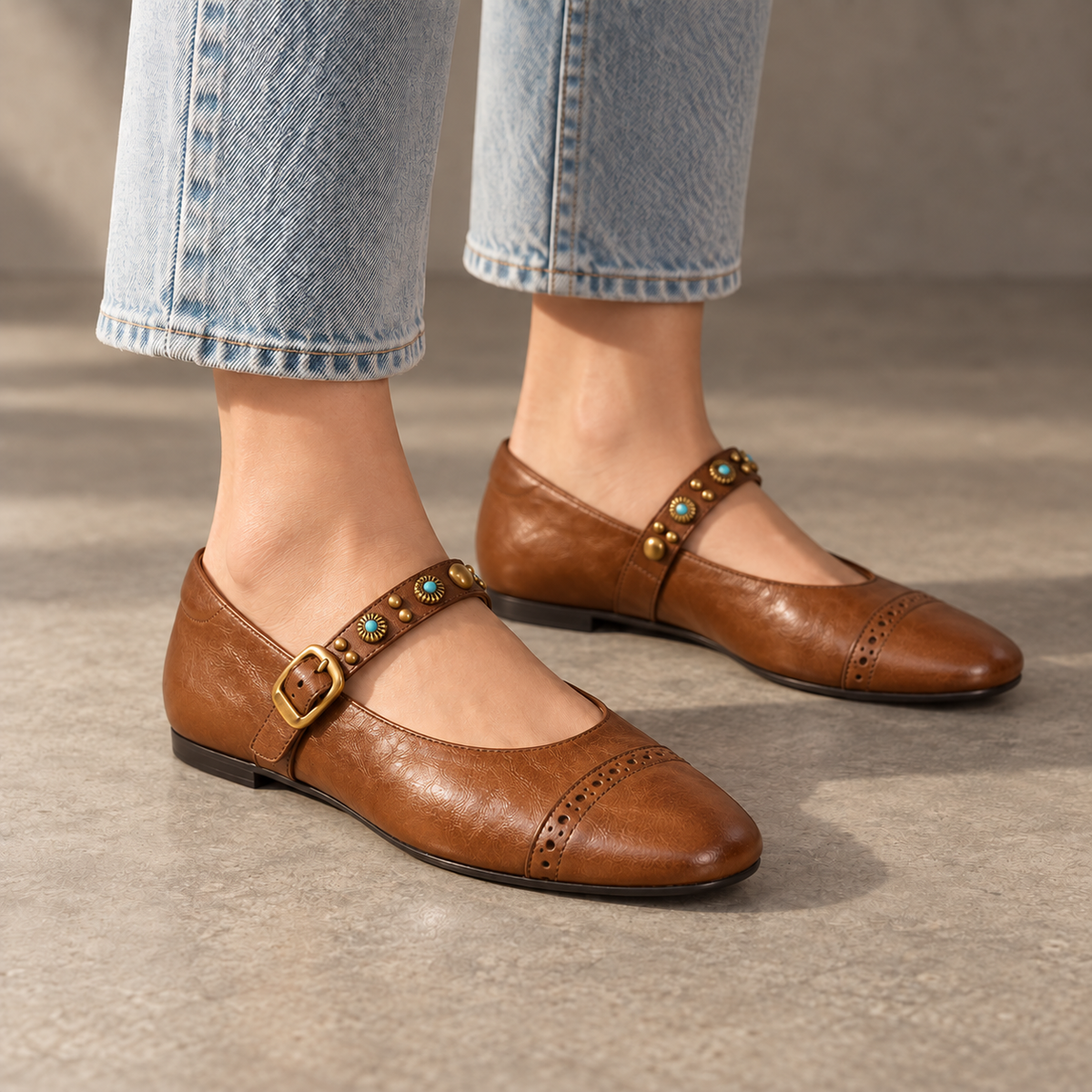 Serena Genuine Leather Flats