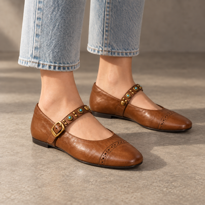 Serena Genuine Leather Flats