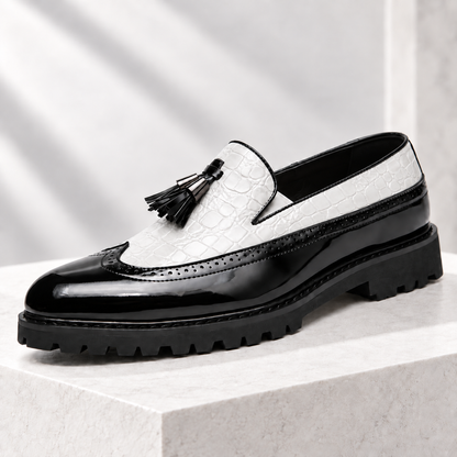 Calder Leather Croc Tassel Loafers