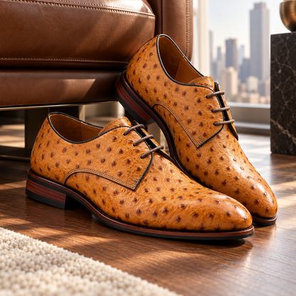 Calder Genuine Leather Ostrich Shoes