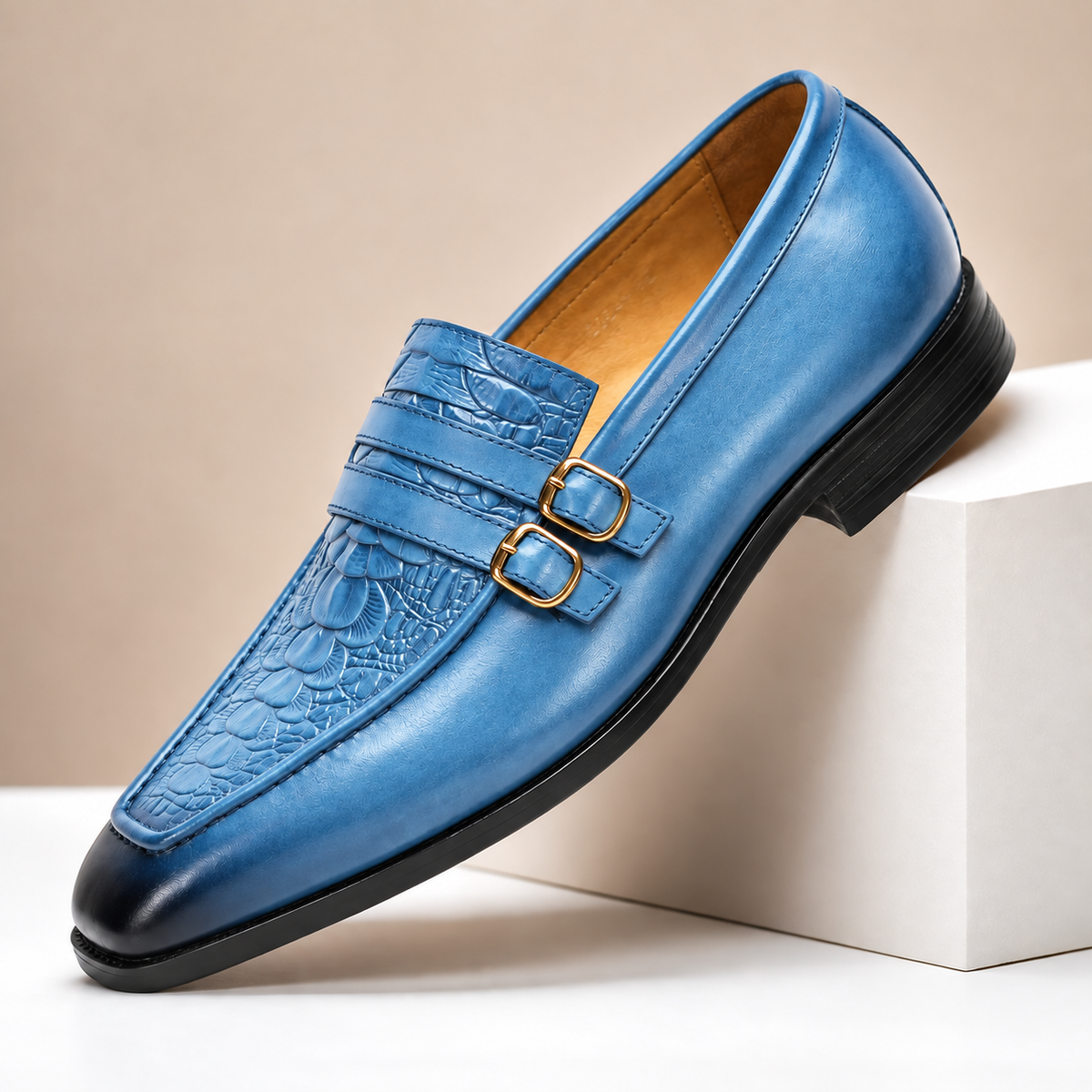 Calder Leather Monk Strap Shoes