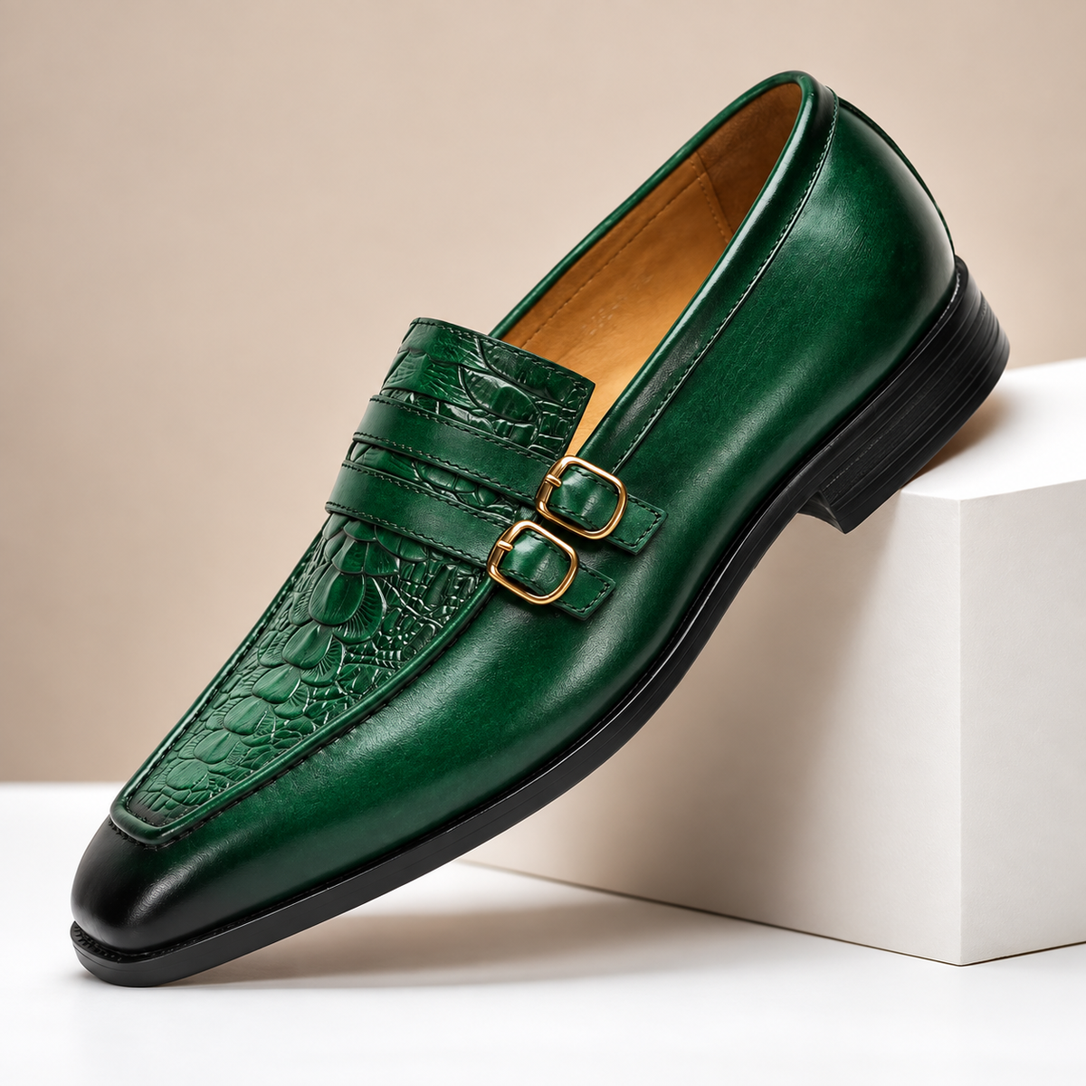 Calder Leather Monk Strap Shoes