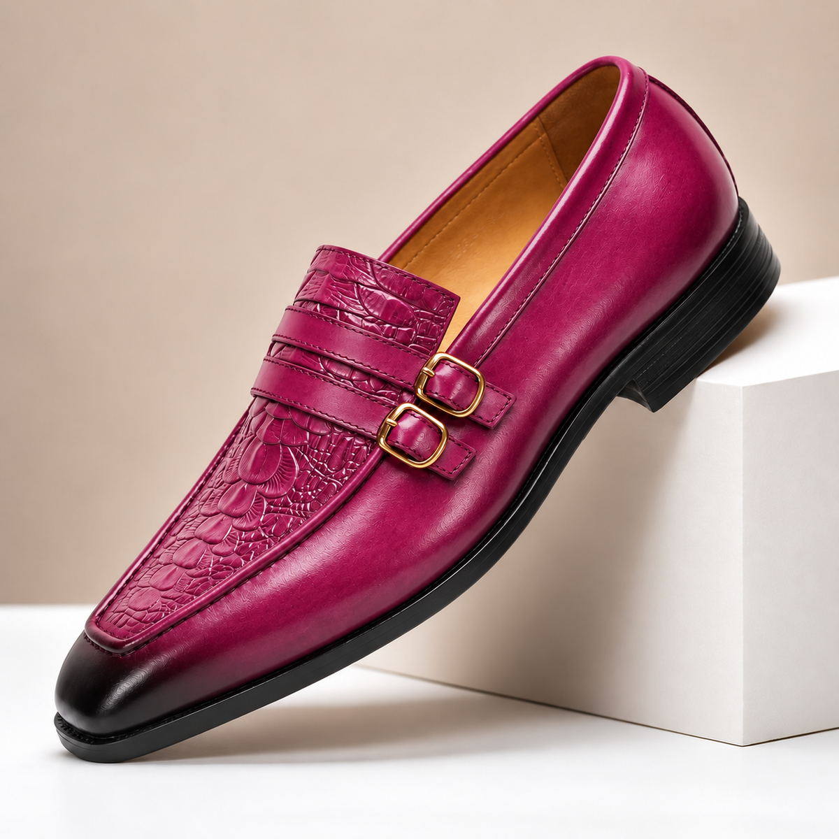 Calder Leather Monk Strap Shoes