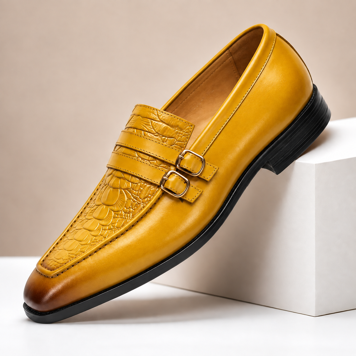 Calder Leather Monk Strap Shoes