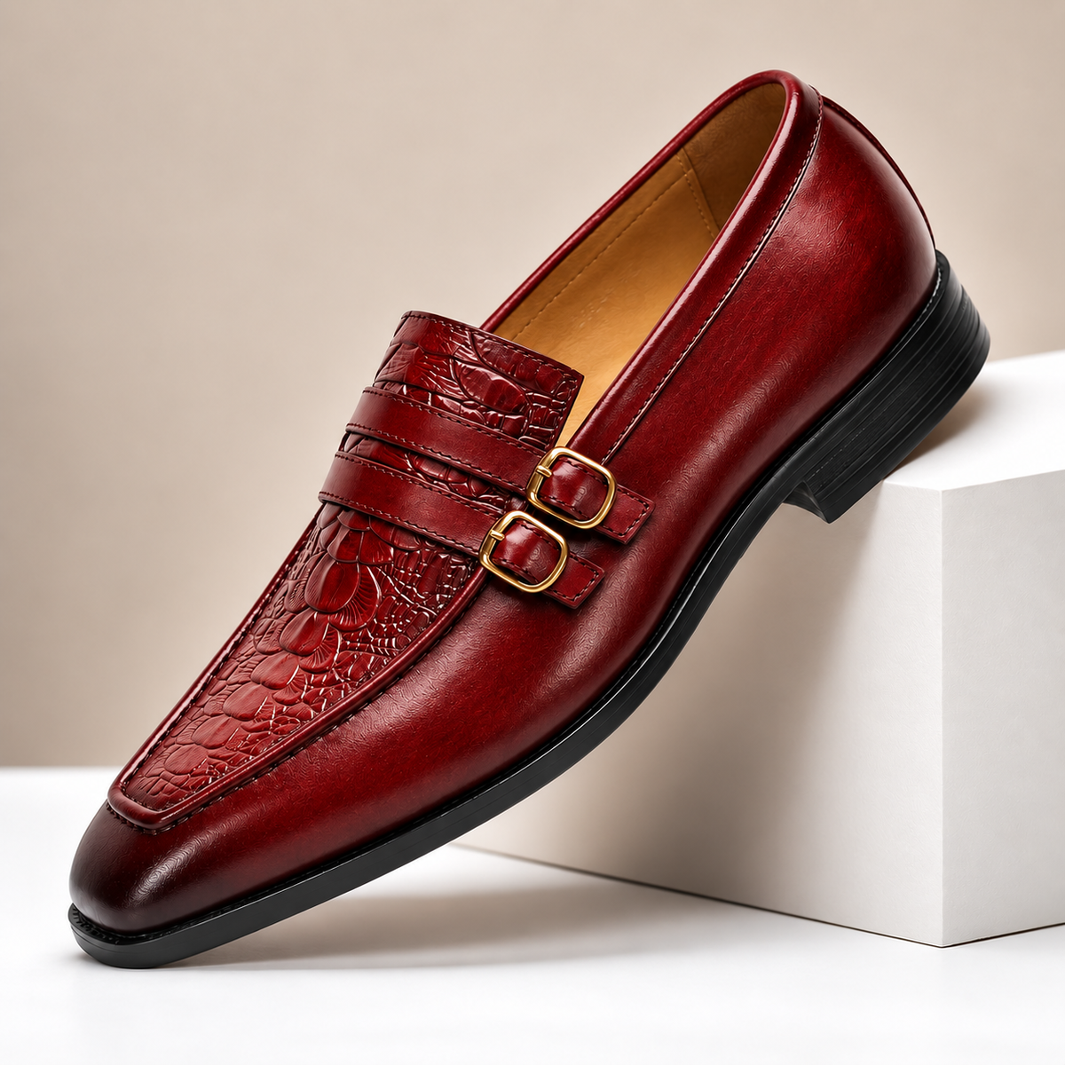 Calder Leather Monk Strap Shoes