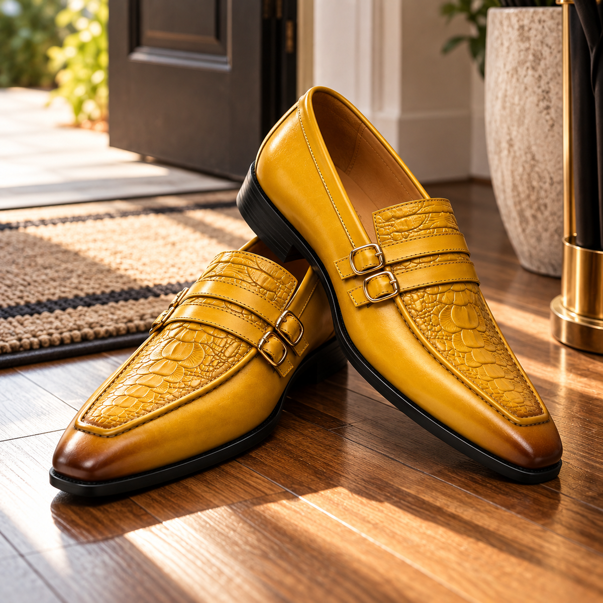 Calder Leather Monk Strap Shoes