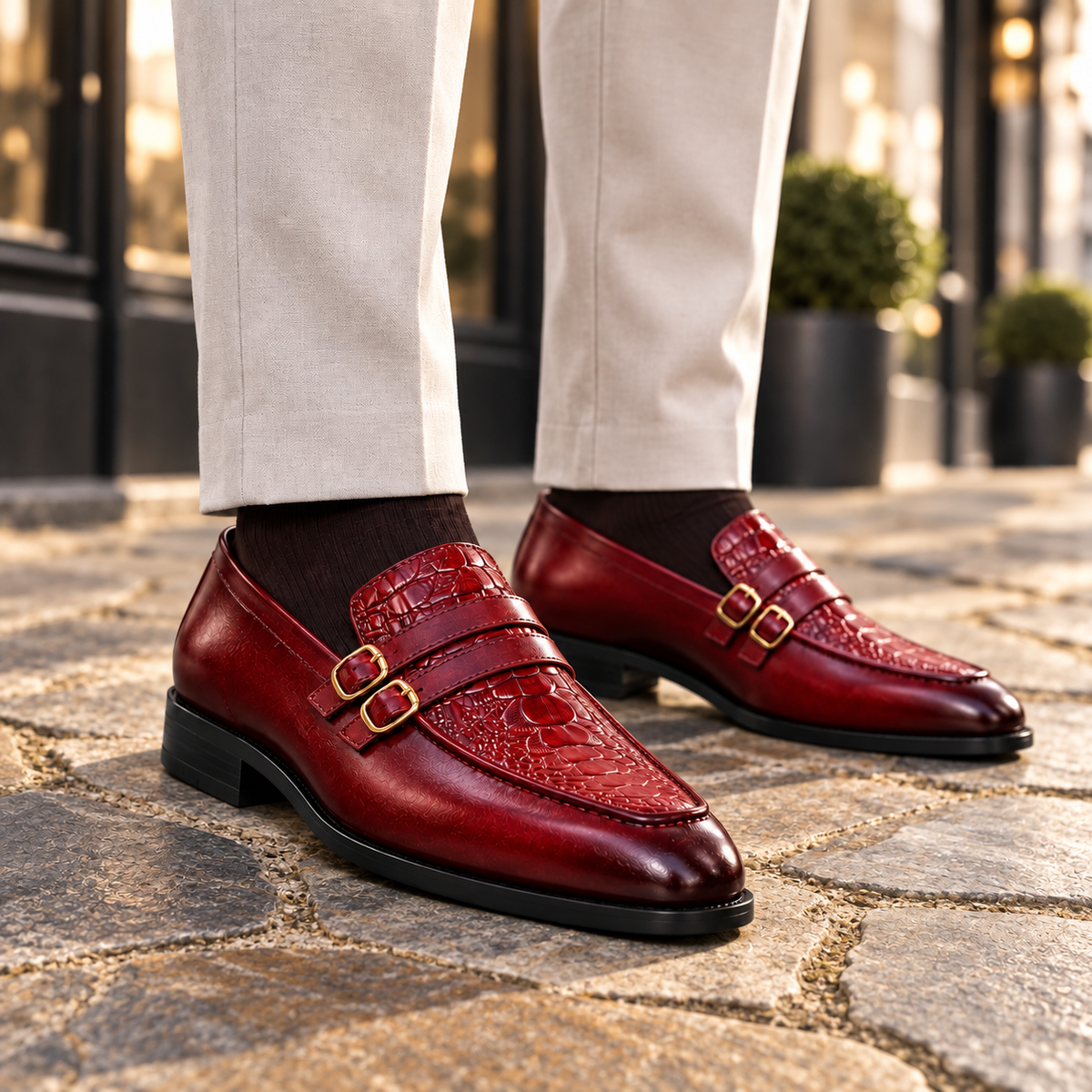 Calder Leather Monk Strap Shoes
