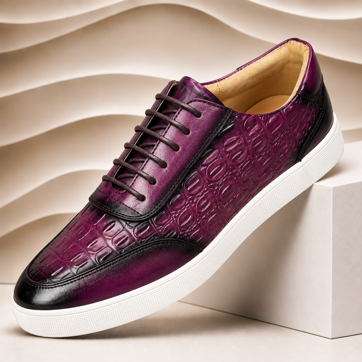 Alton Genuine Leather Embossed Sneakers