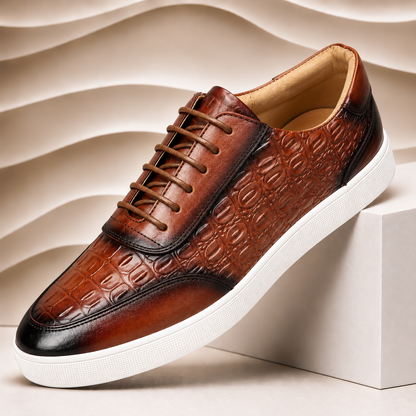Alton Genuine Leather Embossed Sneakers