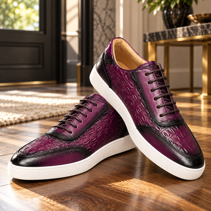 Alton Genuine Leather Embossed Sneakers