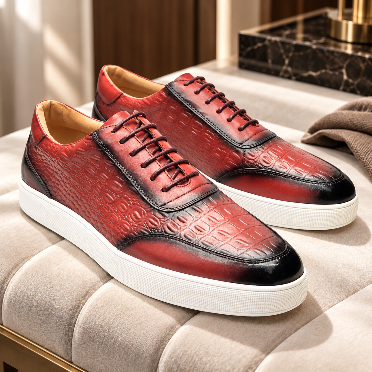 Alton Genuine Leather Embossed Sneakers