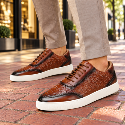 Alton Genuine Leather Embossed Sneakers