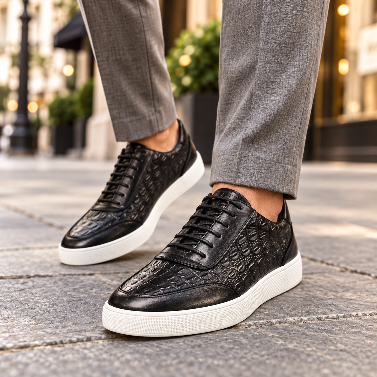 Alton Genuine Leather Embossed Sneakers