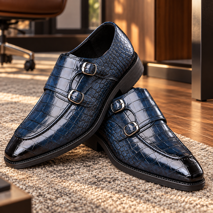 Calder Leather Croc Loafers