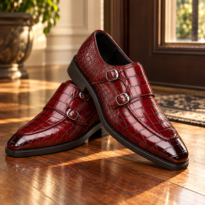 Calder Leather Croc Loafers