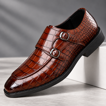Calder Leather Croc Loafers