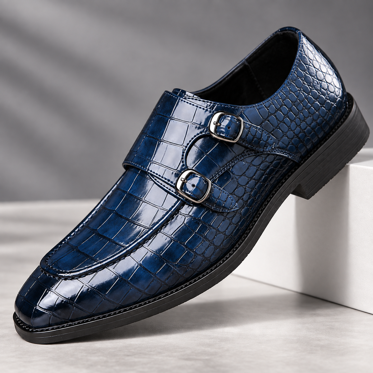 Calder Leather Croc Loafers