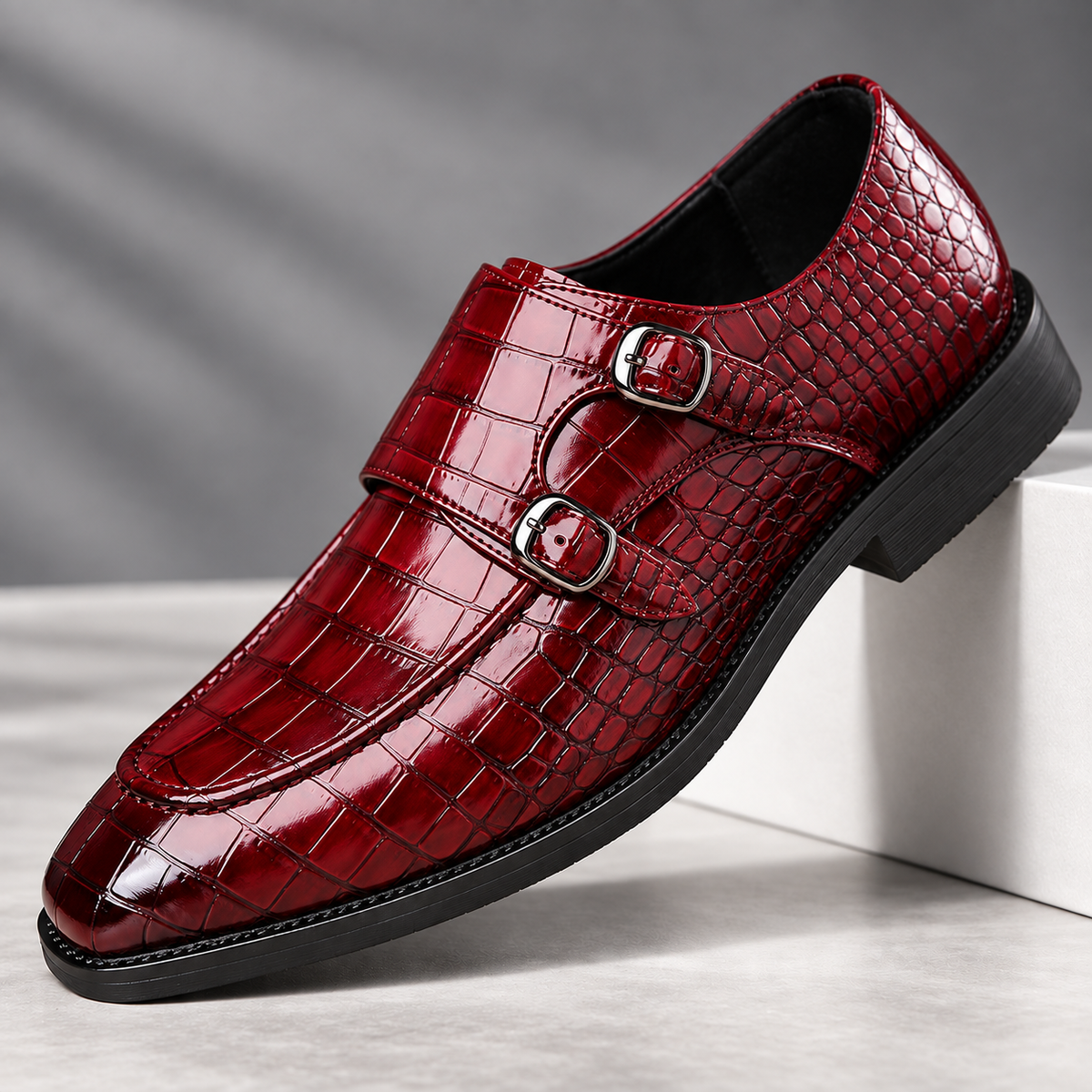 Calder Leather Croc Loafers