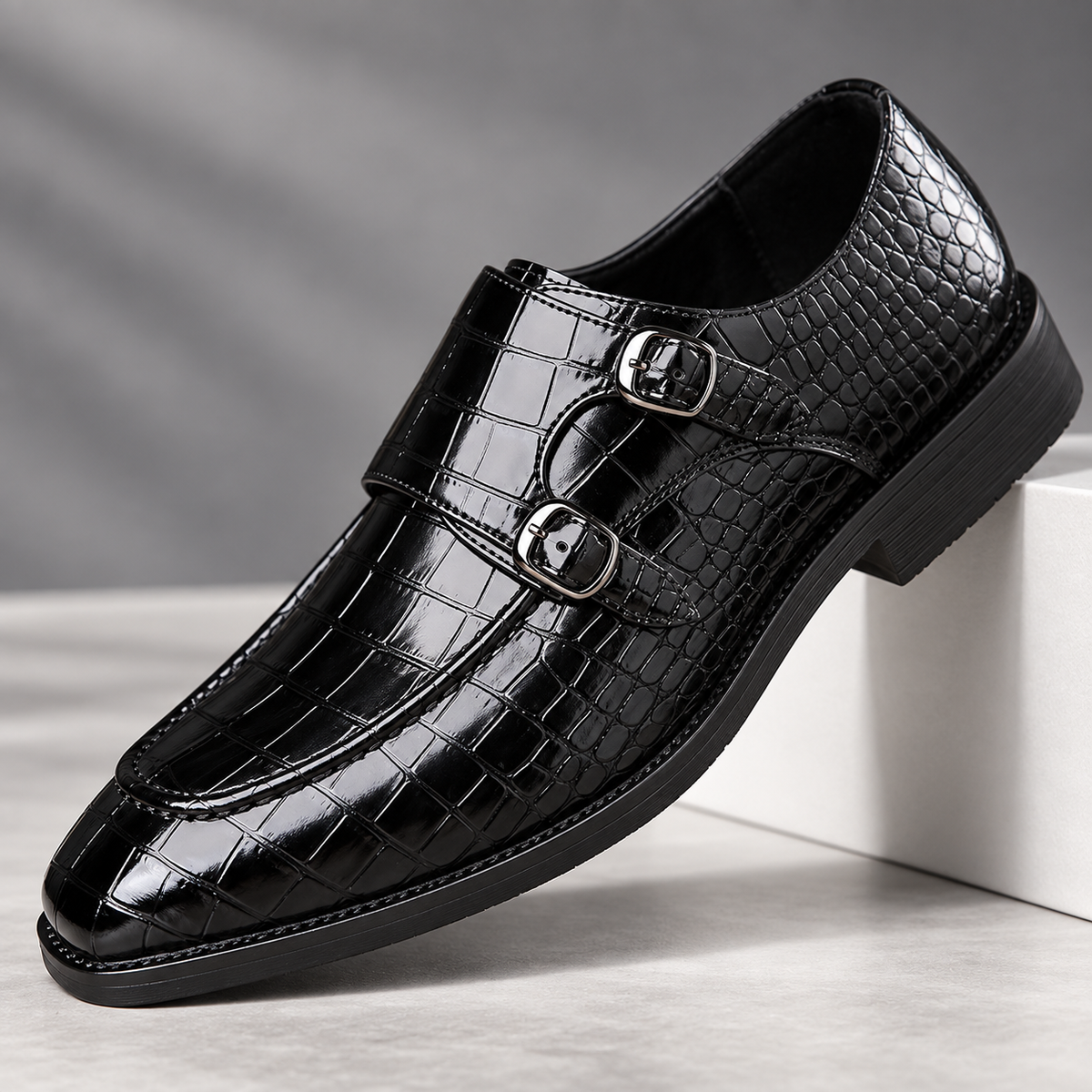 Calder Leather Croc Loafers
