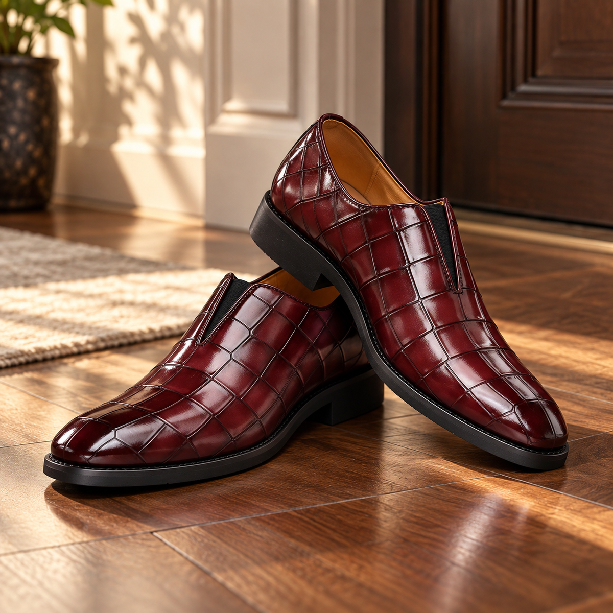 Weston Leather Croc Loafers