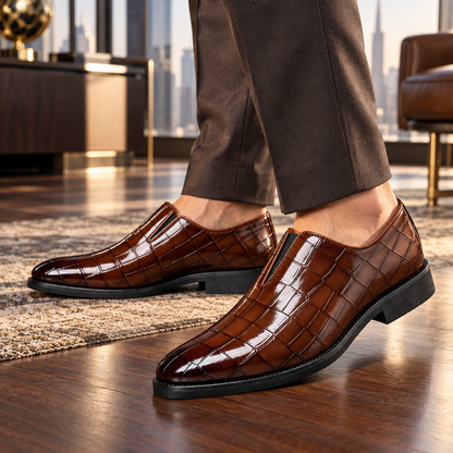 Weston Leather Croc Loafers