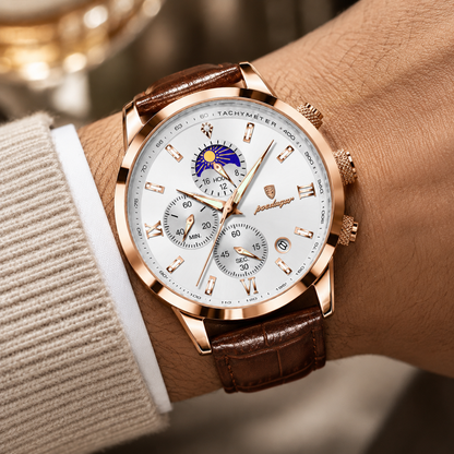 Caspian Leather Multi-Dial Watch