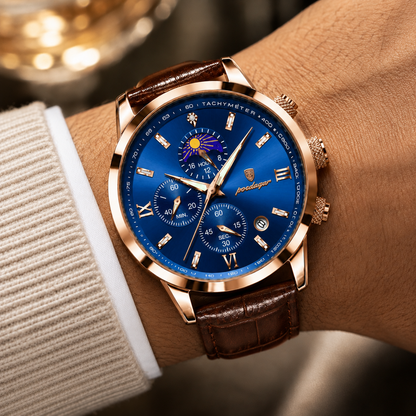 Caspian Leather Multi-Dial Watch