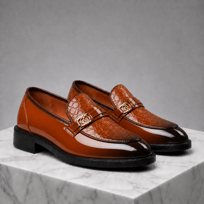 Vareno Leather Croc Loafers