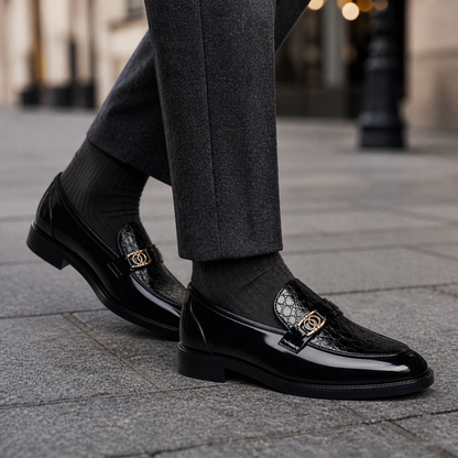 Vareno Leather Croc Loafers